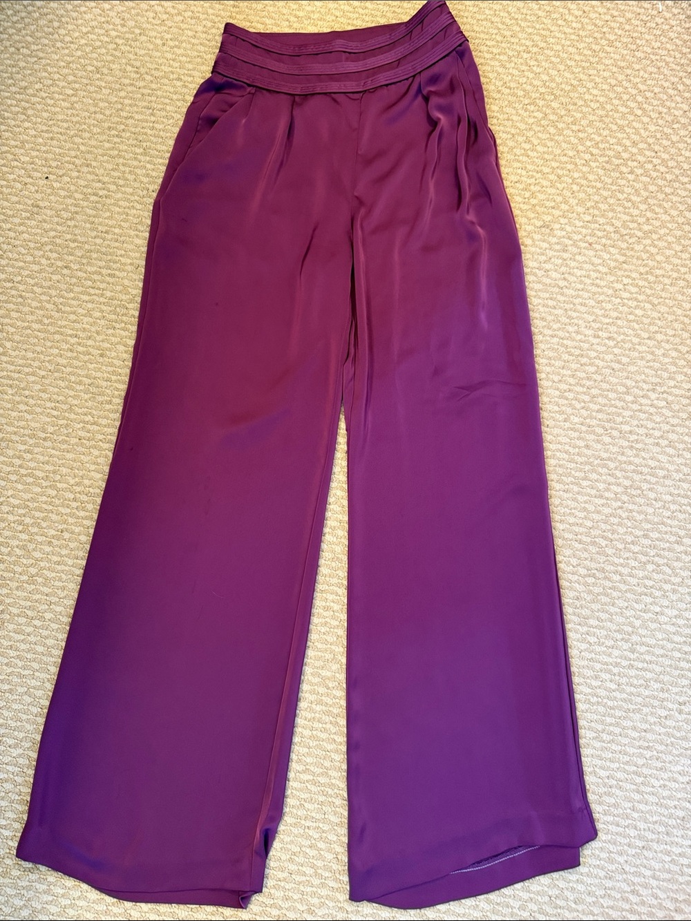 Ramy Brook Wide-Leg Satin Pants in Plum